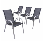 Set 4 scaune de grădină BARI, stivuibile, oțel și textilen,