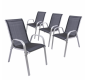 Set 4 scaune de grădină BARI, stivuibile, oțel și textilen,