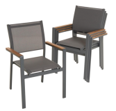 Set 4 scaune de grădină stivuibile aluminiu, antracit, brațe
