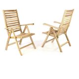 Set 2 scaune pliabile tec cu spătar reglabil pentru exterior