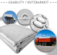Prelată impermeabilă albă 4x8 m, PVC, cu ocheți și protecție
