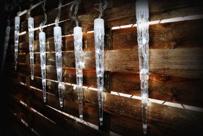 Luminițe de Crăciun - țurțuri, alb rece, 8 funcții