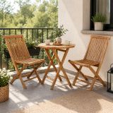 Set de lux pentru balcon Gardenay din lemn de tec, 1 masă +