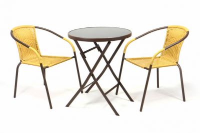 Set de grădină BISTRO 2 scaune+masă-polyrattan bej