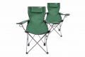 Set de 2x scaune de camping pliabile DIVERO cu pernă - verde