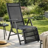 Șezlong pliabil din aluminiu de grădină cu suport pentru picioare RELAX - antracit