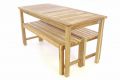 Set bancă și masă de grădină DIVERO - lemn de tec netratat -