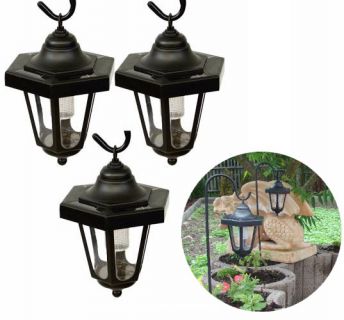 Set de grădină de felinare solare cu LED, 3 buc