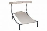 Șezlong de gradină cu acoperiș și roți - 202 x 139 x 152 cm