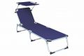 Șezlong pliant DIVERO cu acoperiș, albastru, 187x57 cm