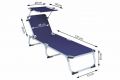 Șezlong pliant DIVERO cu acoperiș, albastru, 187x57 cm