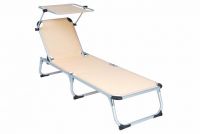 Șezlong pliant cu acoperiș DIVERO , bej, 187 x 57 cm