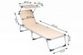 Șezlong pliant cu acoperiș DIVERO , bej, 187 x 57 cm