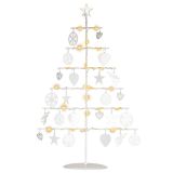 Brad decorativ de Crăciun din metal - alb, 25 LED-uri, alb c