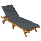 Șezlong de grădină din lemn de tec cu tapițerie