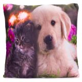 Pernă decorativă cu LED Pisică și câine-38x38cm