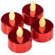 Set decorativ de 4 lumini de ceai LED cu baterii, roșu
