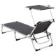 Șezlong de grădină, pliabil, baldachin, antracit 187 cm