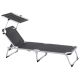 Șezlong de grădină, pliabil, baldachin, antracit 187 cm