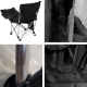 Scaun de camping, suport pentru picioare detașabil, negru