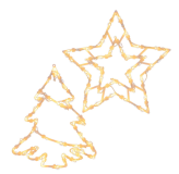 Set de imagini de fereastră cu stea și pom, alb cald, 2 buc