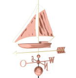 Giruetă decorativă velier din cupru pentru acoperiș, 135 cm