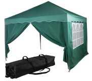 Cort pliabil exterior 3x3m, verde, structură oțel, acoperiș