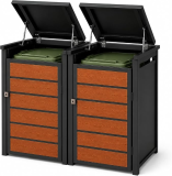 Box pentru pubele STILISTA, antracit și lemn, 2x240 l