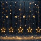 Decorațiune de Crăciun-stele strălucitoare,150 LED,alb cald