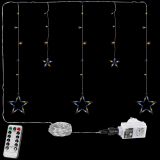 Perdea de Crăciun - 5 stele, 61 LED, alb cald/rece+controler