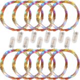 Set de 10 fire de lumină, 25 LED-uri, colorate, baterie