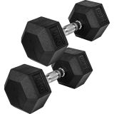 Gantera de cauciuc hexagonală MOVIT 15 kg, set de 2 bucăți