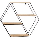 STILISTA Raft hexagonal de perete,lemn deschis 51x58x11 cm