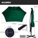 Umbrelă terasă cu LED, verde, 300 cm, braț lateral, manivelă
