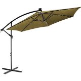 Umbrelă suspendată LED 350 cm khaki, braț lateral, deschider