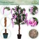 Copac decorativ artificial Wisteria roz, 120 cm, trunchi lem