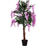 Copac decorativ artificial Wisteria roz, 120 cm, trunchi lem