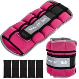Manșete fitness reglabile MOVIT, 2x1kg, roz, neopren, cu sac
