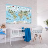 Harta lumii,educative pentru copii 140x100 cm-limba spaniola