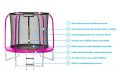 Trambulină Marimex 244 cm roz + plasă de protecție + trepte