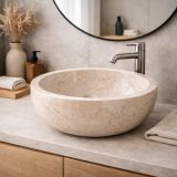 Lavoar din piatră Gemma 501 marmură lustruită, Ø50 cm Cream