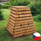 Compostor piramidal din lemn 430L cu capac pentru grădină