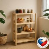 Raft universal din lemn de pin, 4 polițe, 133x80x33 cm