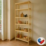 Raft depozitare din lemn masiv, 213x80x33 cm, 6 rafturi