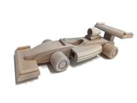Jucărie Formula 1 din lemn de fag, roți mobile, artizanală
