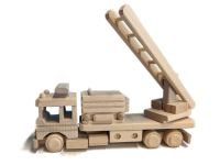 Jucărie pompieri din lemn fag, scară reglabilă, 35 cm