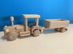 Jucărie tractor din lemn cu remorcă, fabricat manual, 42 cm