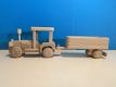 Jucărie tractor din lemn cu remorcă, fabricat manual, 42 cm