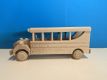 Jucărie autobuz din lemn de fag, roți mobile, fără tratament