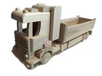 Jucărie camion din lemn natural, roți mobile, 48x12x19 cm